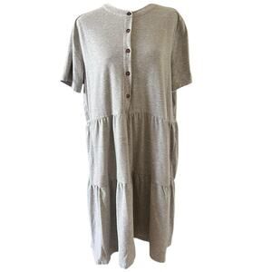 Cartoon Women Jersey Tiered Dress Gray Size US 16 Lagenlook Casual Lounge